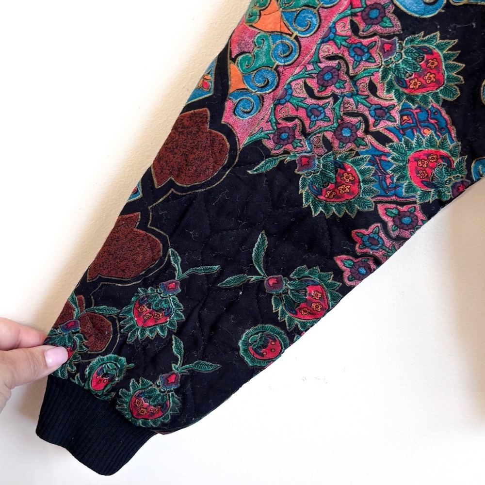 Vintage Carole Little Boho‎ Bomber Jacket Size M Floral Cottage Artsy Hippie USA - Picture 9 of 10
